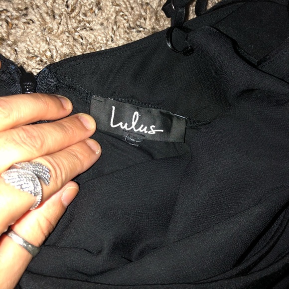 Lulu's Romper Black Tank V-Neck, Capri Style Chic - Picture 6 of 9